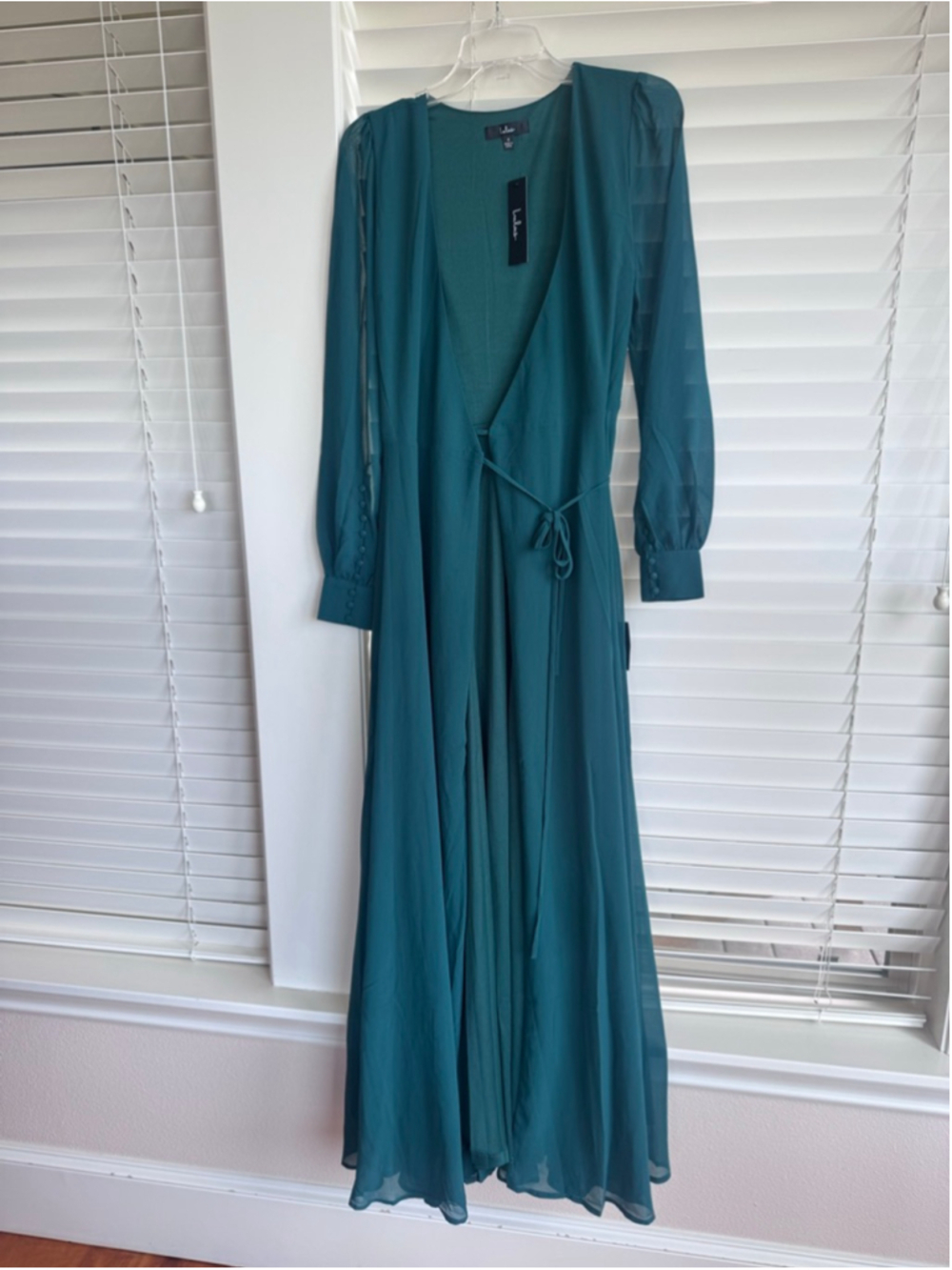 Lulus Teal Long Sleeve Maxi Dress Small